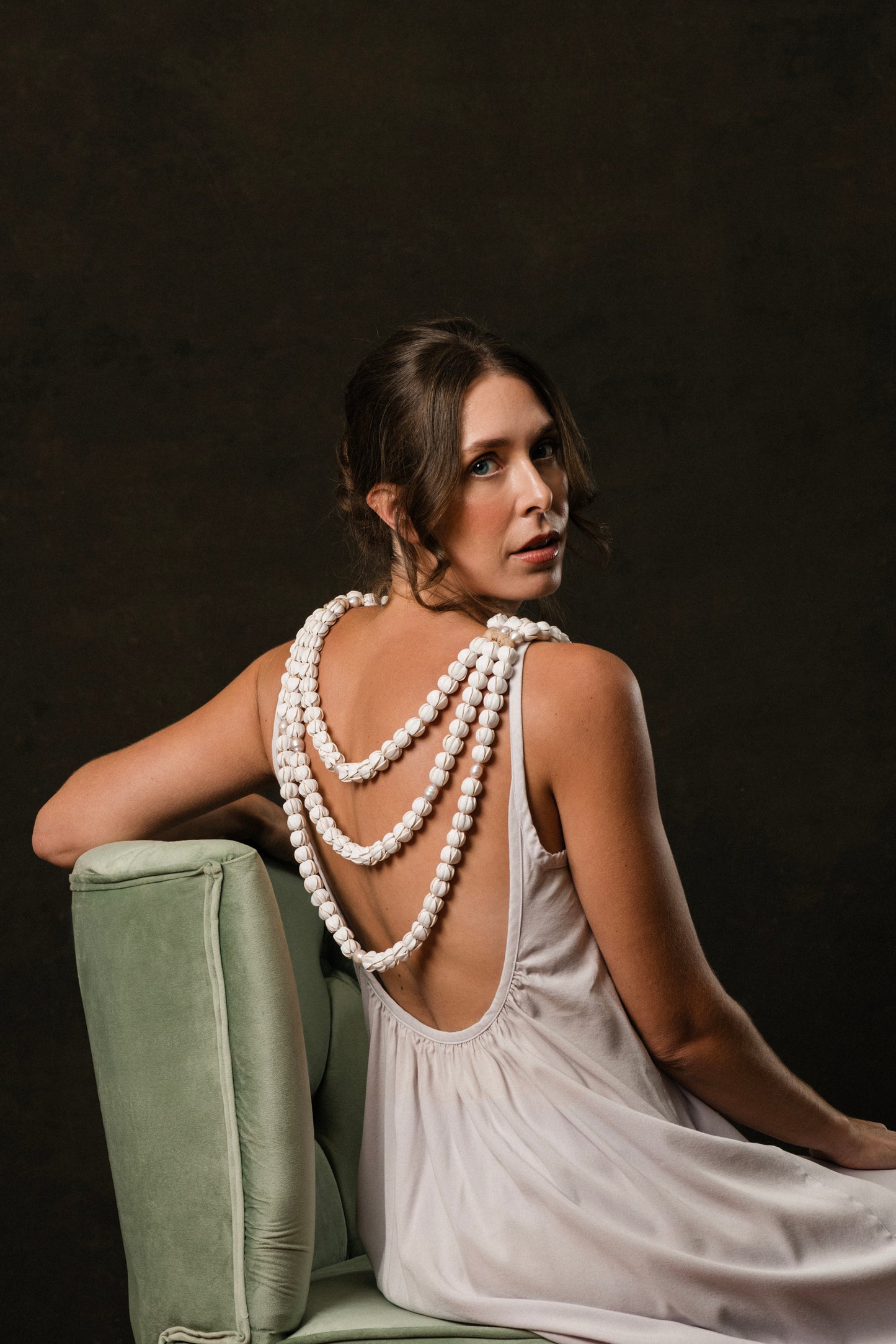 Three Tiered Pikake Leather Lei