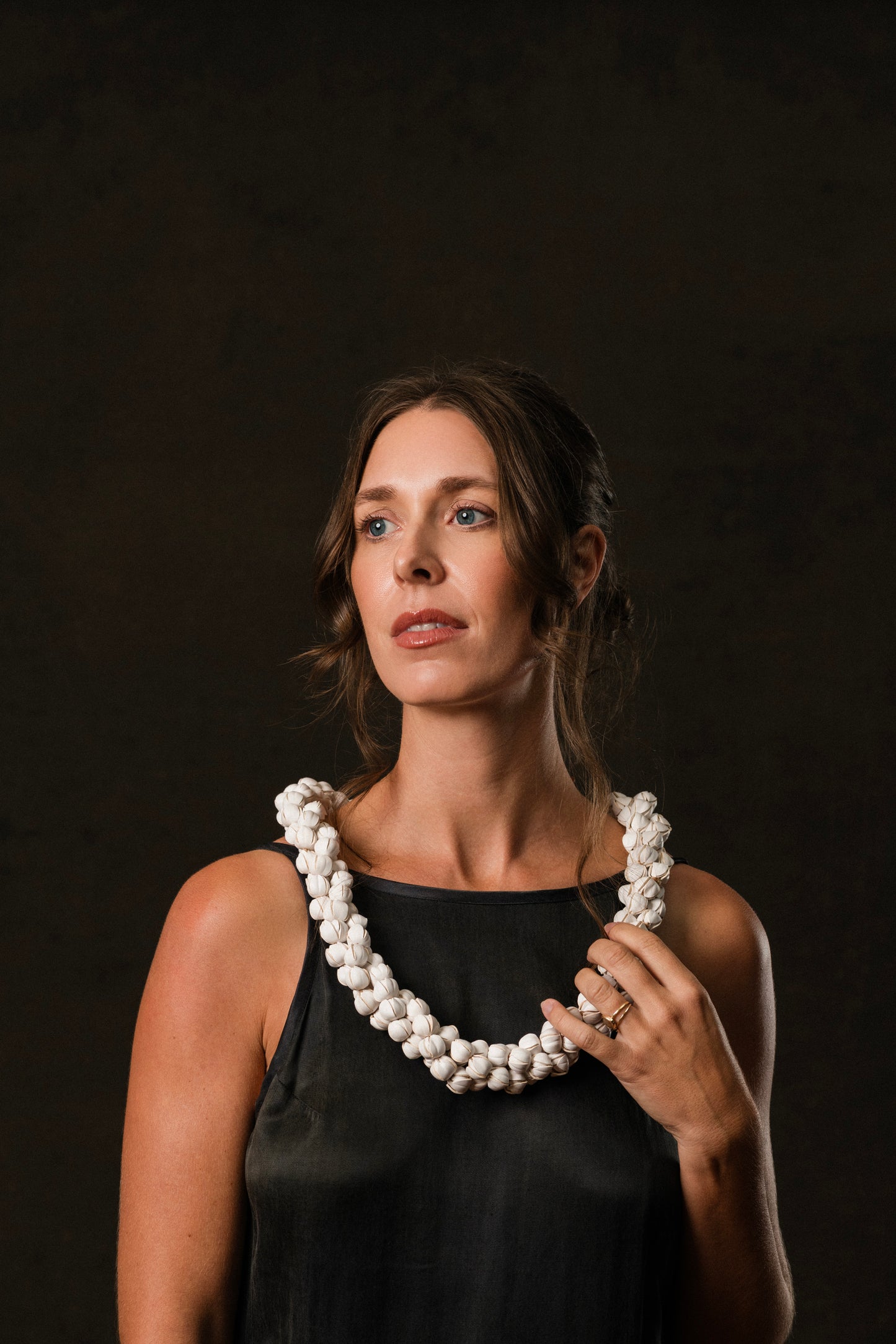 Twisted Three Strand Pikake Leather Lei