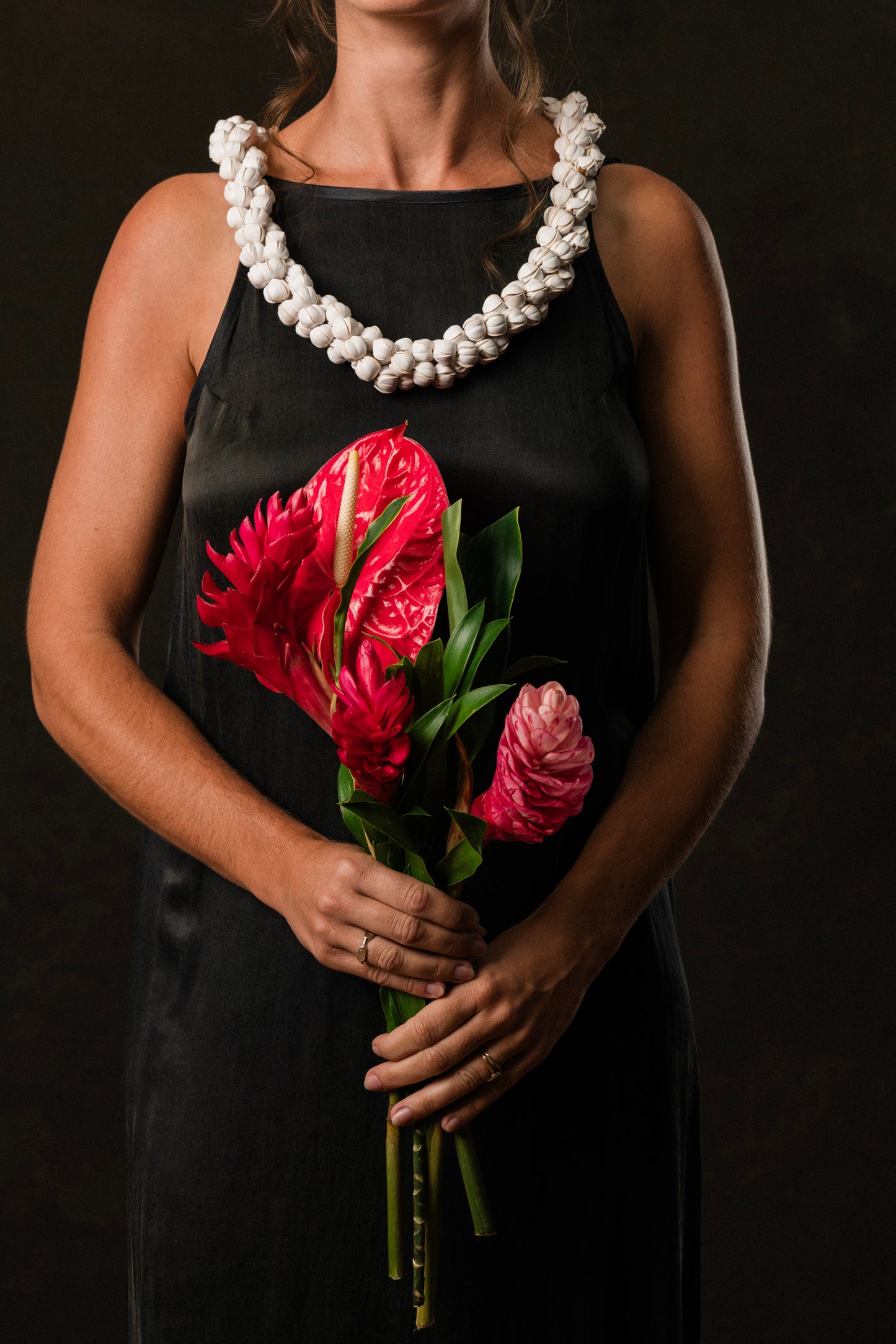 Twisted Three Strand Pikake Leather Lei