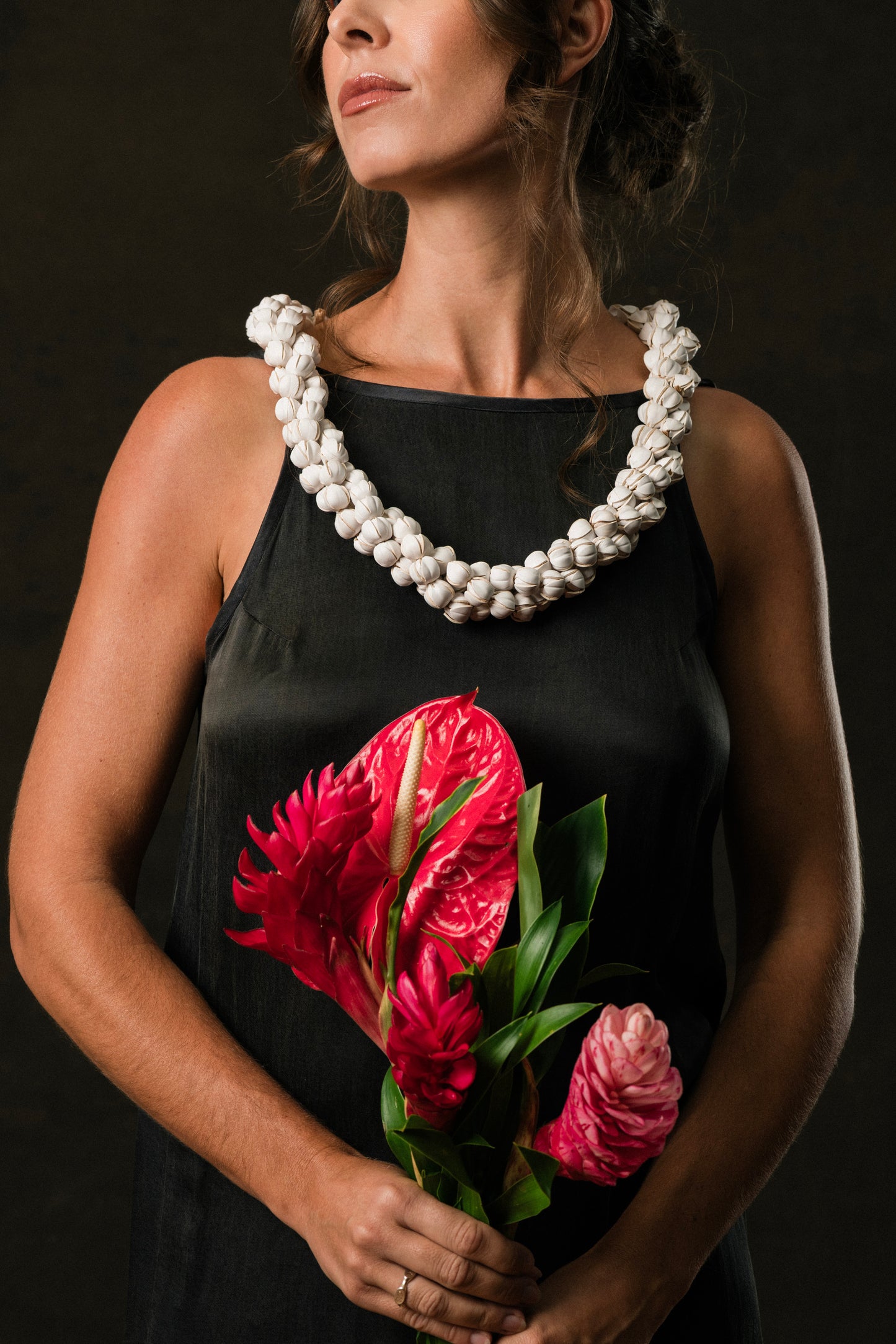 Twisted Three Strand Pikake Leather Lei